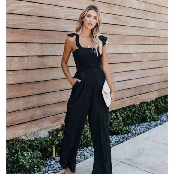 black pocketed jumpsuit